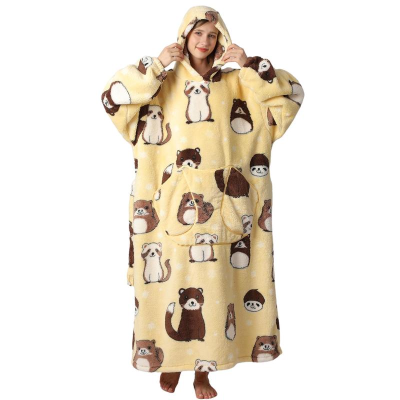 Cute Cartoon Print Hoodie Blanket