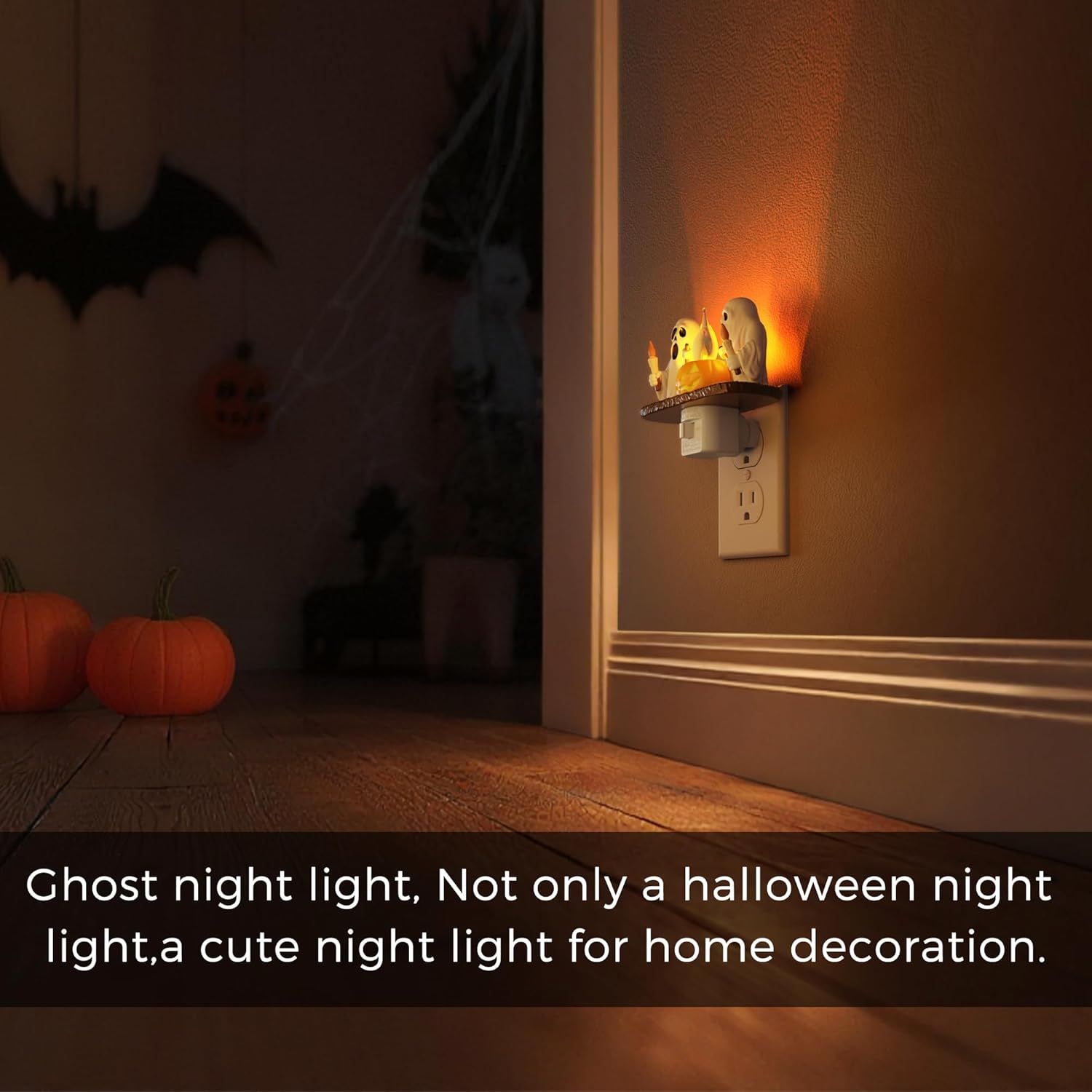 Halloween Night Light,Ghost Campfire Nightlight,Campfire Flickering Night Lights Plug into Wall,Halloween Decorations for Kids Adults