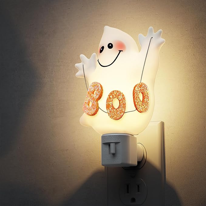 Halloween Night Light,Ghost Campfire Nightlight,Campfire Flickering Night Lights Plug into Wall,Halloween Decorations for Kids Adults