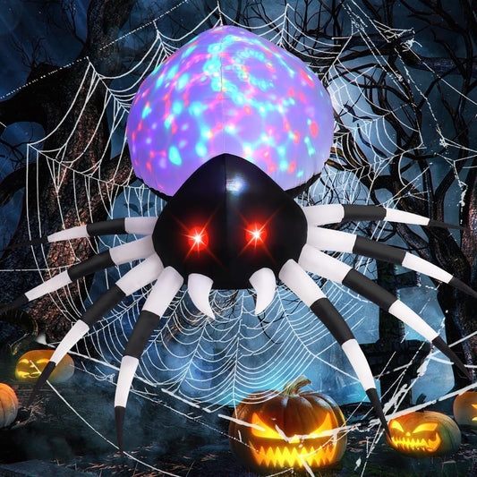 6 FT Height Halloween Inflatables Outdoor Spider with Magic Light, Blow up Yard Decoration with LED Lights Built-In for Holiday/Party/Yard/Garden
