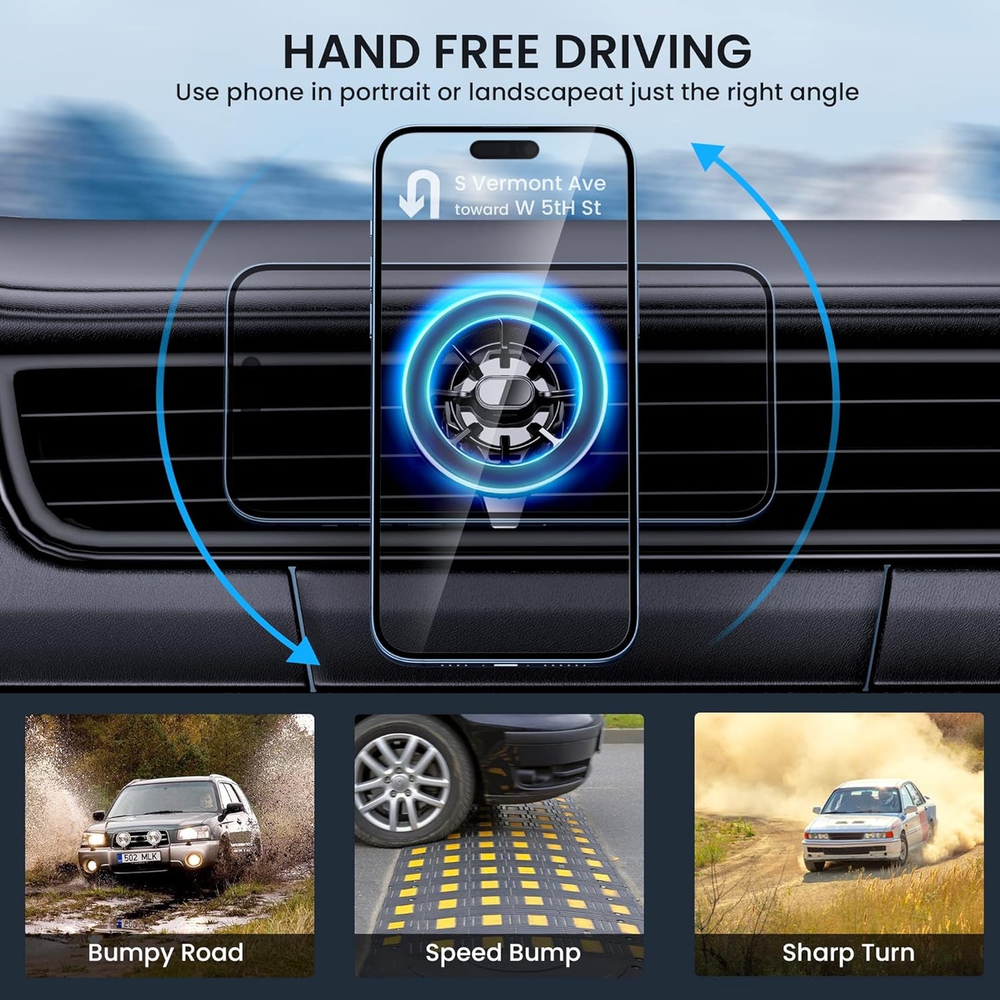 MagSafe Car Mount – Strong Magnets, 360° Adjustable Phone Holder for iPhone 12–14 Pro Max & All Phones
