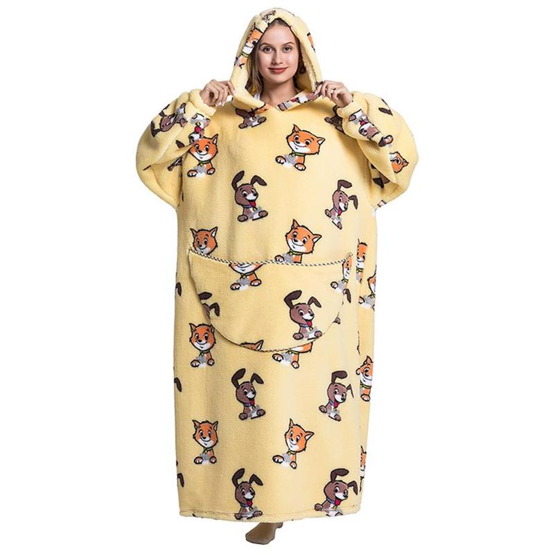 Cute Cartoon Print Hoodie Blanket
