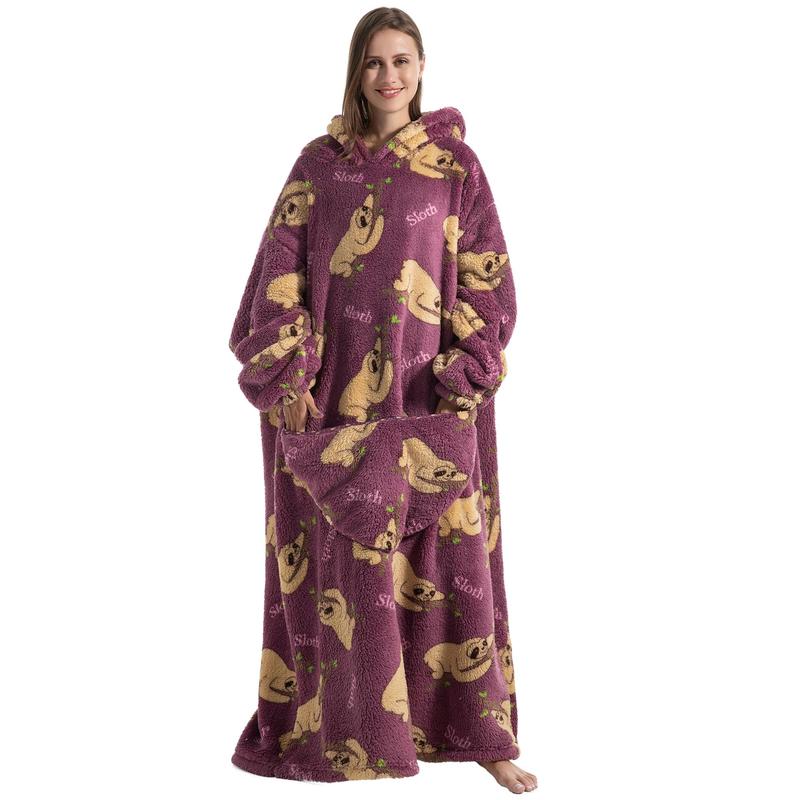 Cute Cartoon Print Hoodie Blanket