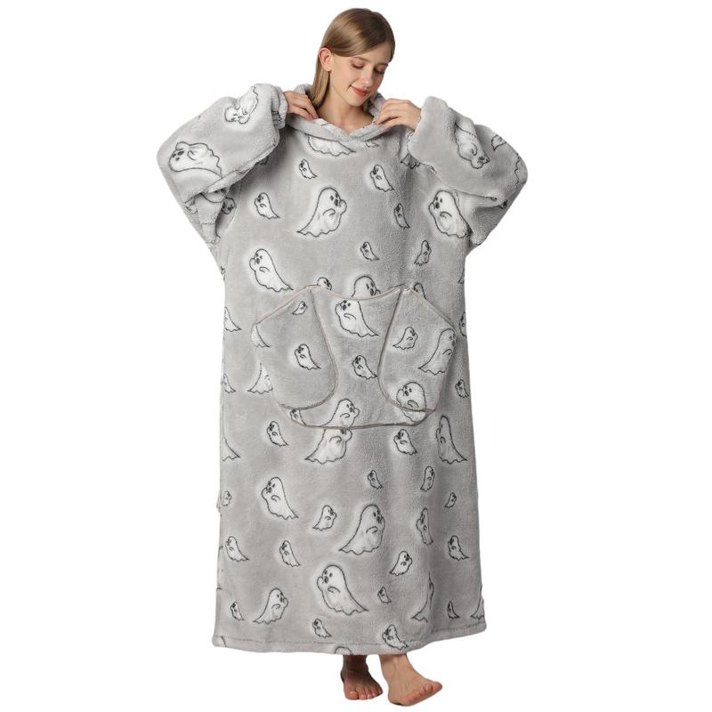 Cute Cartoon Print Hoodie Blanket